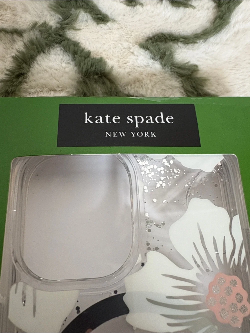 kate spade Clear Floral Liquid Glitter iPhone Case - Silver/Pink Accents